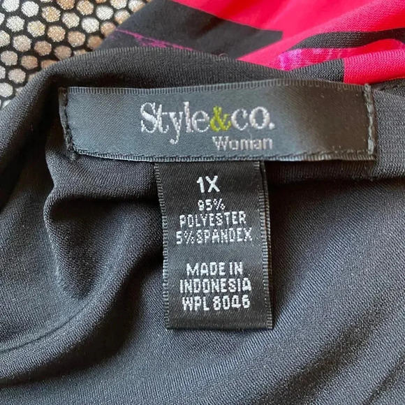 Style&Co Boho Grannycore Artsy Stretchy Casual SummerTunic Top Blouse Womens 1X - Picture 4 of 5